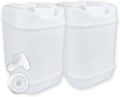 5-Gallon Stackable Water Storage Containers, 5 Gallons w/ 3 Lids + 1 Spigot, Easy Fill, Survial Supply Emergency Water Storage for Camping and Disaster Preparedness, RV, 10 Gallon (2 Tanks)