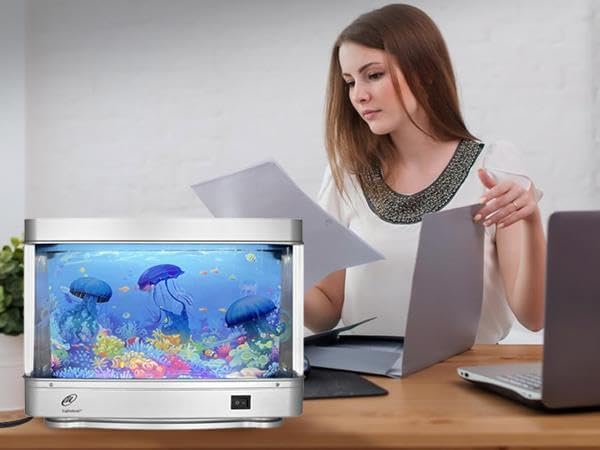 Lightahead Artificial Jellyfish Decorative Sensory Aquarium LED Lamp Virtual Ocean in Motion Night Light Decoration