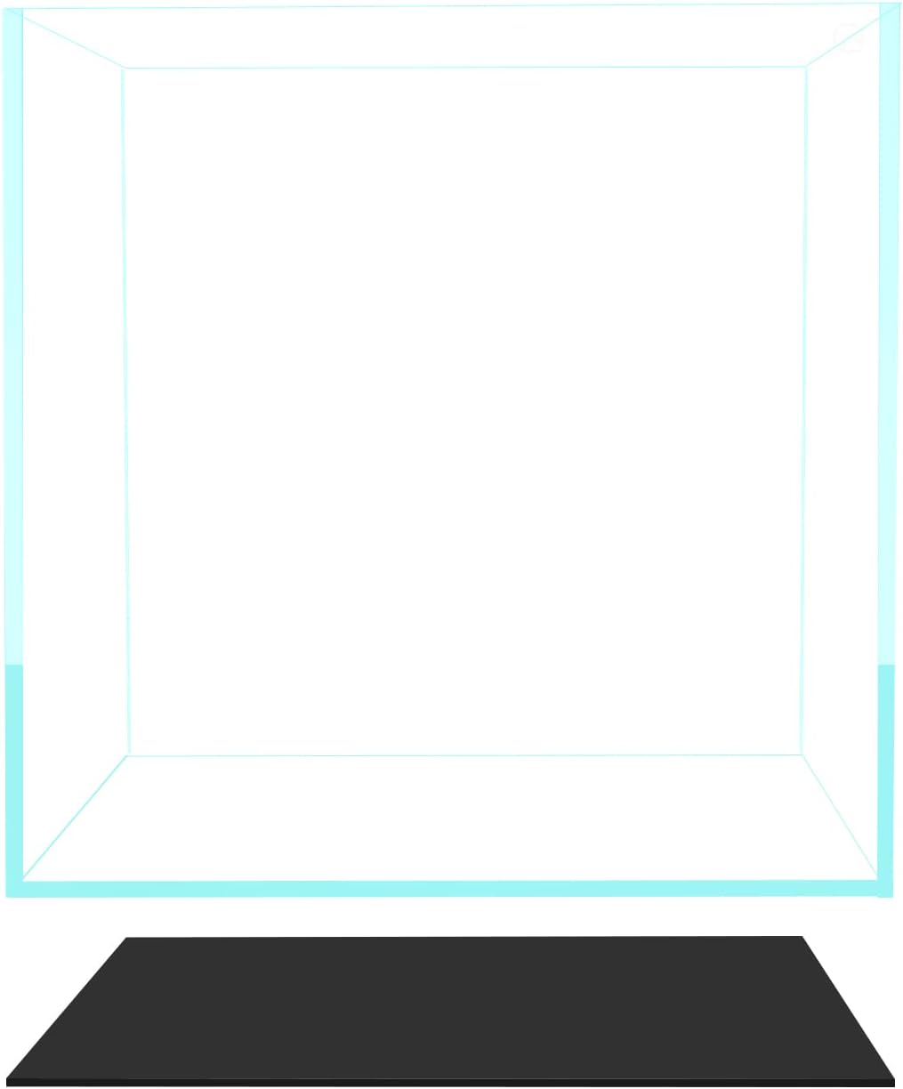 Fzone 7 Gal Rimless Low Iron Fish Tank Nova Clear Ultra-White 45° Mitered Edges Translucent Glass Anata Series Aquarium w/Black Foam Leveling Mat(S30C)
