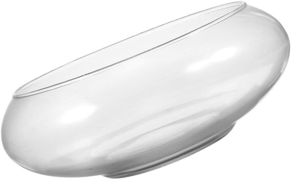 Milisten Glass Vase Bowl, Wide Mouth Flower Vase Round Terrarium Glass Hydroponic Planter Floral Container Clear Fish Bowl Succulents Pot Table Centerpiece 18cm