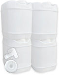 5-Gallon Stackable Water Storage Containers, 5Lids + 1 Spigot, Easy Fill, Survial Supply Emergency Water Storage for Camping and Disaster Preparedness, RV, 20 Gallon (4 Tanks)