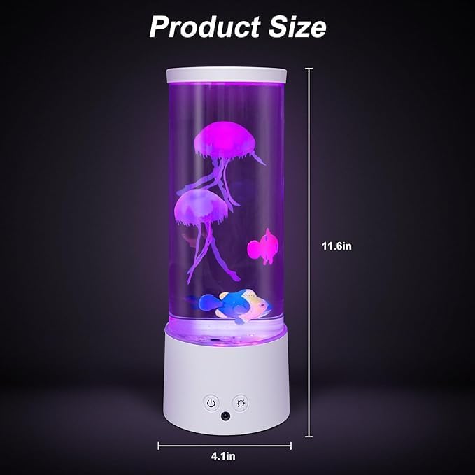 Jellyfish Lamp, Electric Jellyfish Lighting, Jelly Fish Tank Table Aquarium Lamp with 17 Colors, Floating Jelly Fish Night Light Present Decorations for Home, Office, Adult, Kids (White)