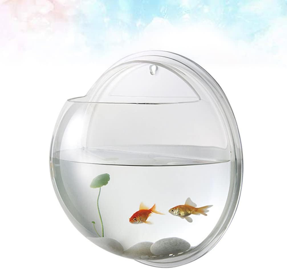Alipis Wall Mounted Acrylic Fish Tank 5.9 Inch Hanging Fish Bowl for Betta Decorative Wall Aquarium with Plant Terrarium Style for Living Room