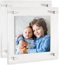 ArtToFrames 16x16 Inch Double Panel Floating Acrylic Picture Frame (Full Frame is 20x20) comes with Chrome Standoff Hardware, Made in the USA, 2 Pack
