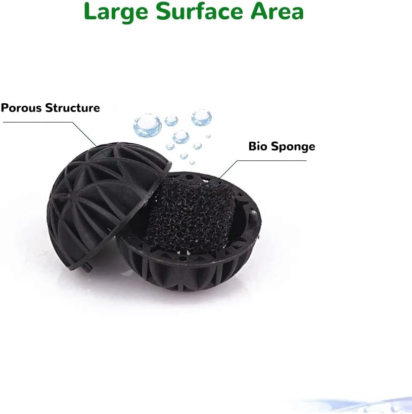 J-star 200pcs 1-Inch Aquarium Bio Balls Filter Media, Aquarium Fish Tank Filter Media, Pond Media Filter Balls with Media Bags