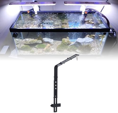 Professional Adjustable Height Aquarium Light Bracket, Black Aluminum Alloy Fish Tank Lamp Stand Kit for Hanging Light, Easy Installation