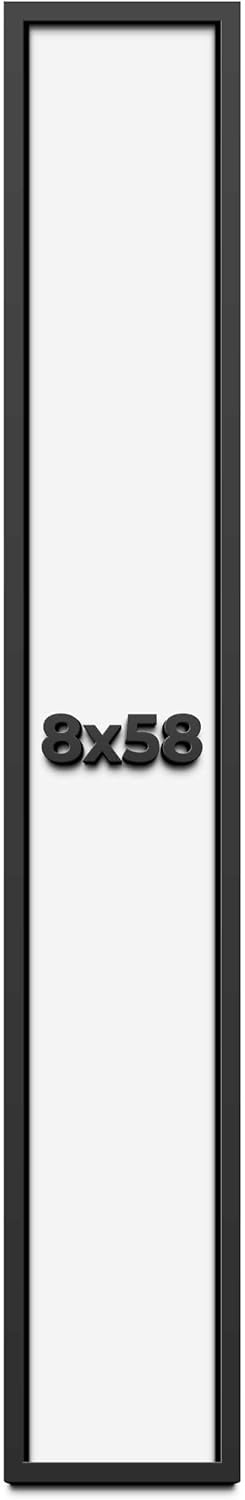 8x58 Shadow Box Frame Black | 1 Inch Deep Solid Wood Shadowbox Display Frame | UV Resistant Acrylic Plexiglass, Acid Free Backing, and Hanging Hardware | Dugan Picture Frame Style