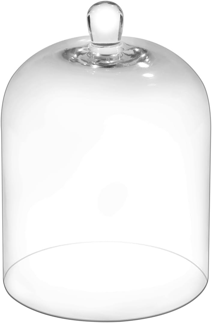 10" Tall Large Handmade Sturdy Glass Cloche, Dia 7.3" H 10.6", For Terrarium, Plants, Trinkets, Cakes, Figurines, LED Light String, Candle. Cloche Glass Dome, Bell Jar Display Case (1, 7.5 * 10.6")