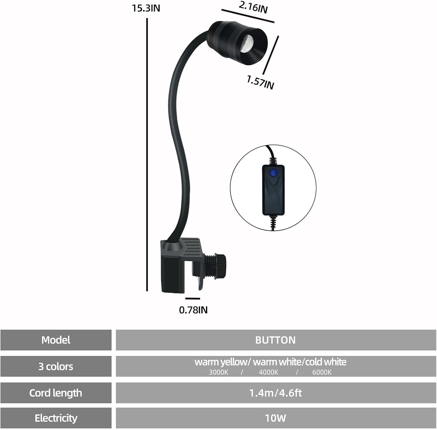 UPETTOOLS Aquarium Light Full Spectrum Fish Tank Lights LED Zoom Lights for Plants 3 Colors Adjustable Focal Length 10w