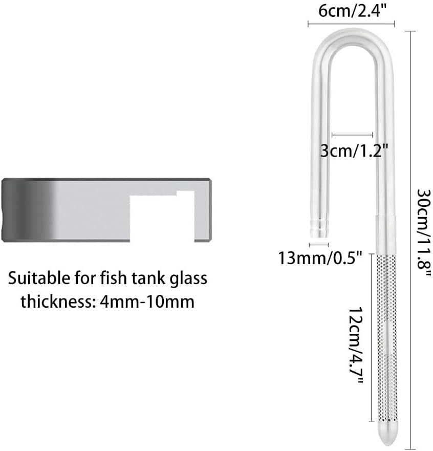 DONGKER Aquarium Lily Pipe,Stainless Steel Surface Skimmer Strainer Tube 360° Rotation with Fixing Bracket for Aquarium Tank