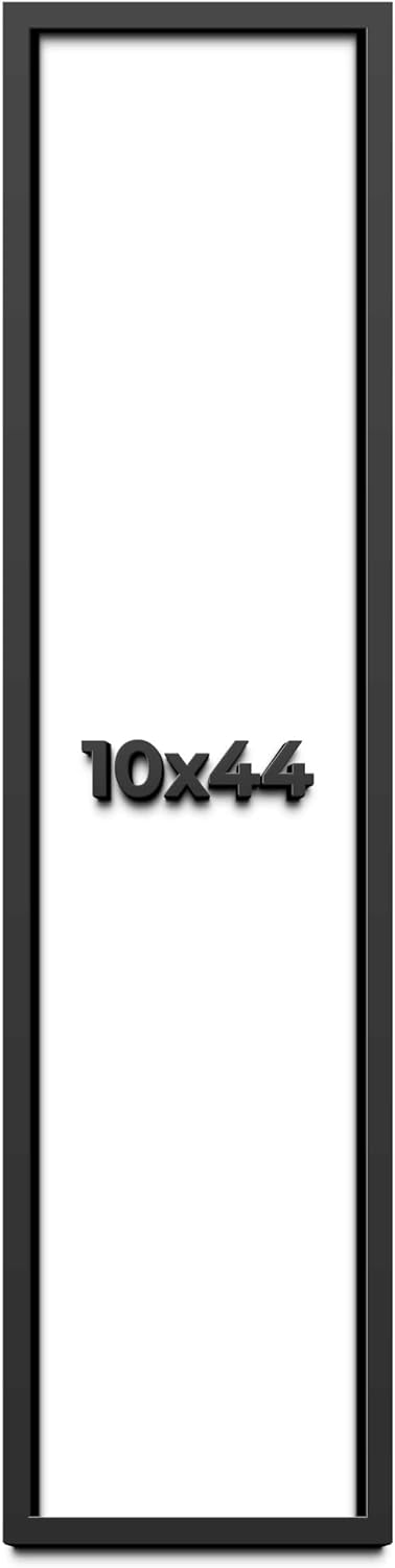 10x44 Shadow Box Frame Black | 1 Inch Deep Solid Wood Shadowbox Display Frame | UV Resistant Acrylic Plexiglass, Acid Free Backing, and Hanging Hardware | Dugan Picture Frame Style