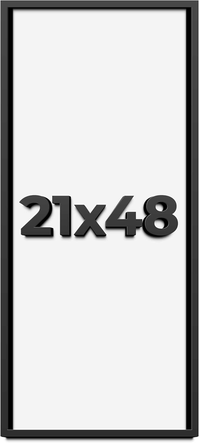 21x48 Shadow Box Frame Black | 1 Inch Deep Solid Wood Shadowbox Display Frame | UV Resistant Acrylic Plexiglass, Acid Free Backing, and Hanging Hardware | Dugan Picture Frame Style