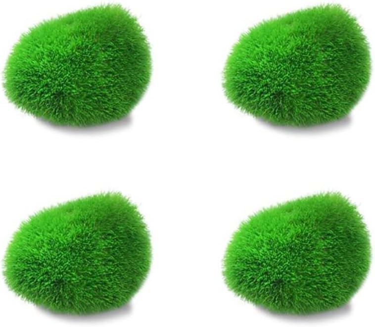 MiOYOOW 4PCS Decorative Moss Balls, Artificial Moss Decorations, Creative Aquatic Plant Ornaments for Fish Tank Aquarium Garden Home Bowl Vase Party Wedding Christmas Decor