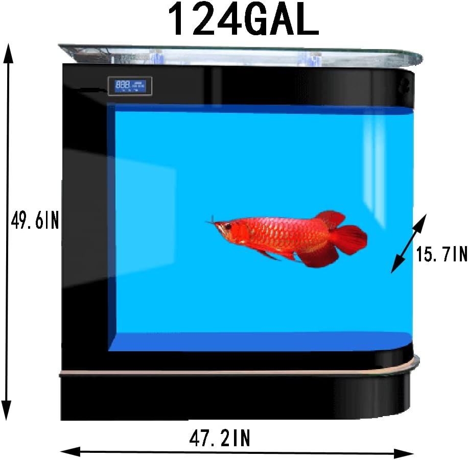 Aquarium Kit Upright Black Fish Tank Large Glass Fishbowl Glsaa Bar for Patios Living Office Room and Kitchen 47.3*49.6*15.8in…