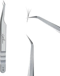 High Precision Lash Tweezers for Individual and Volume Eyelash Extensions Premium Stainless Steel Curved Fiber Tip Professional Isolation Tweezer