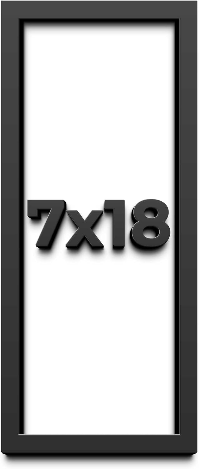 7x18 Shadow Box Frame Black | 1 Inch Deep Solid Wood Shadowbox Display | UV Resistant Acrylic Plexiglass, Acid Free Backing, and Hanging Hardware | Dugan Picture Frame Style