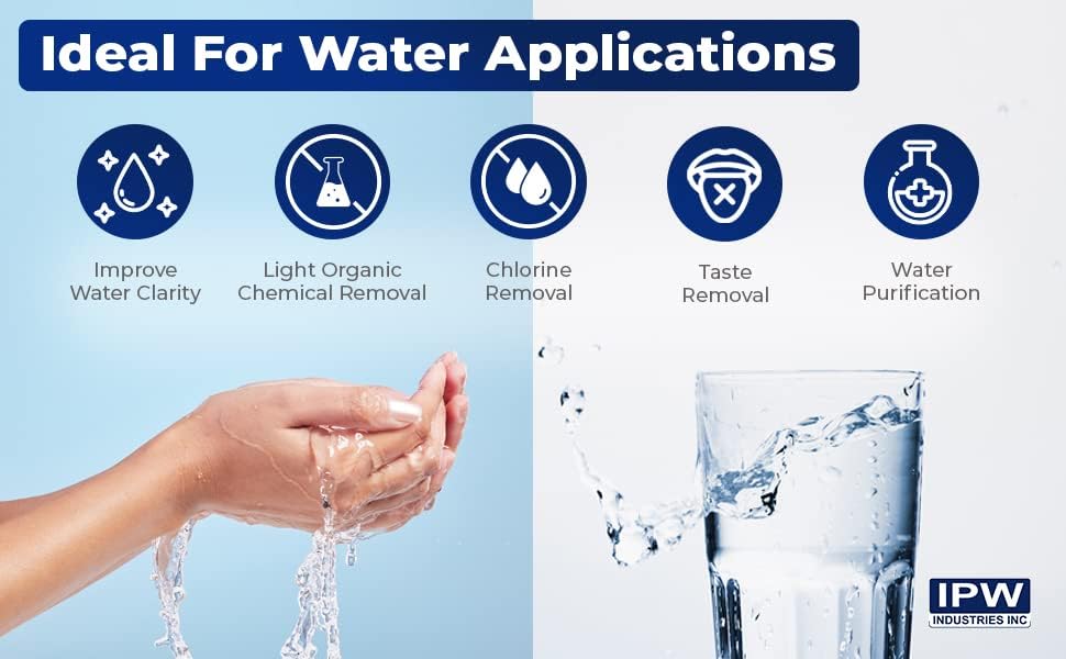 IPW Industries Inc. - Activated Charcoal Coconut Shell Water Filter, Carbon Media for Aquarium, Drinking Water & Air Filtration, 15 Lbs Bulk Granular