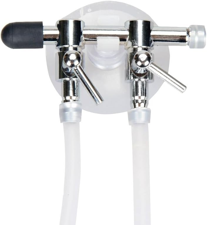 Aquarium Air Pump Splitter 7 in 1 Set 2-Way Air Flow Control Lever Valve & 2 Non-Return Check Valves & 4 Suction Cups for Fish Tank Airline Air Tube Hose