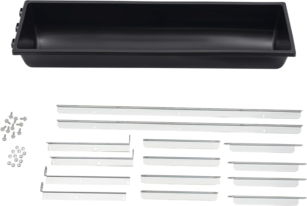 Livestock Feed Trough with Metal Stand 39" Long Large Capacity Livestock Feeder for Lambs Foals Calves Sheep Horses Alpacas and Goats in Farm (Silver+Black)