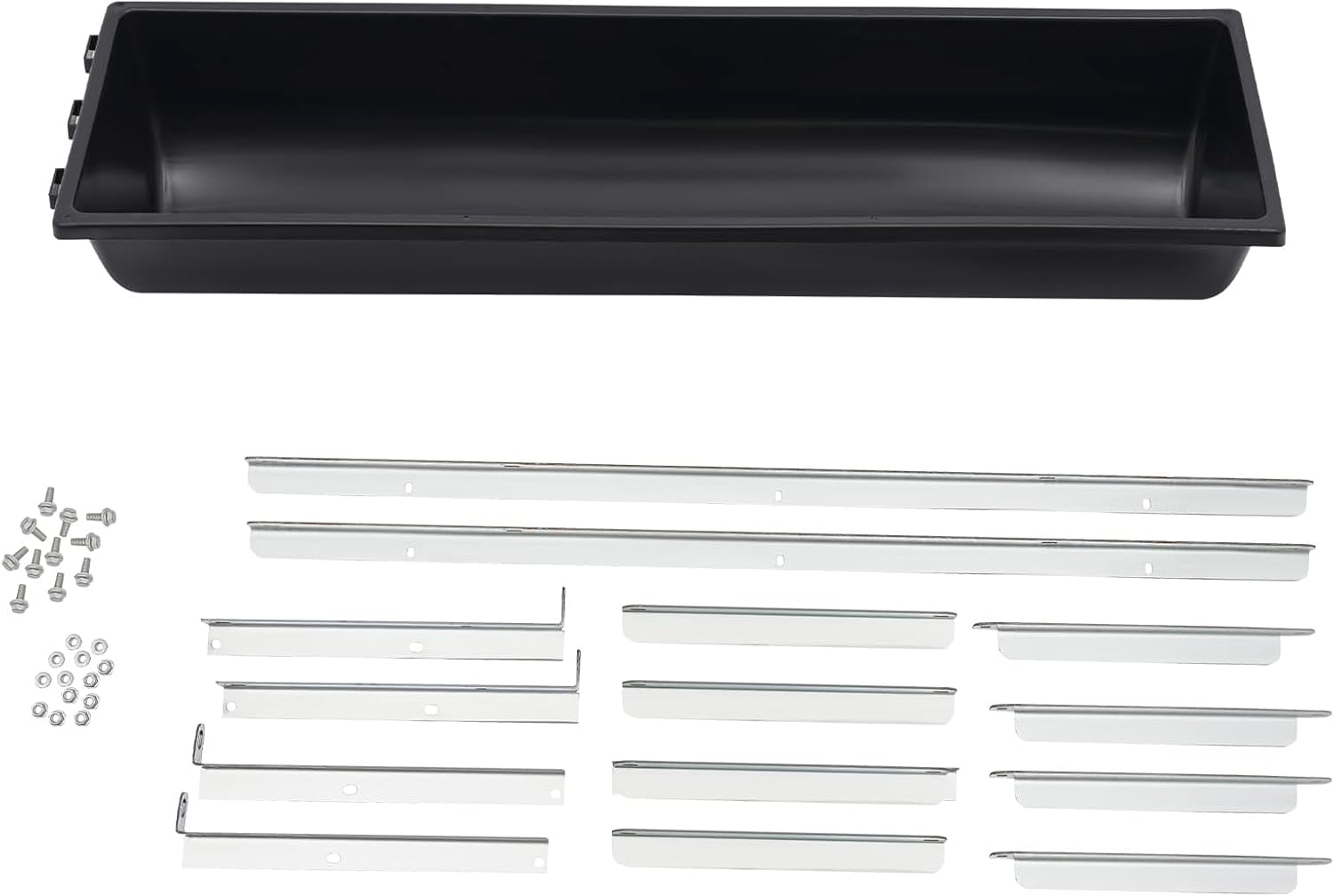 Livestock Feed Trough with Metal Stand 39" Long Large Capacity Livestock Feeder for Lambs Foals Calves Sheep Horses Alpacas and Goats in Farm (Silver+Black)