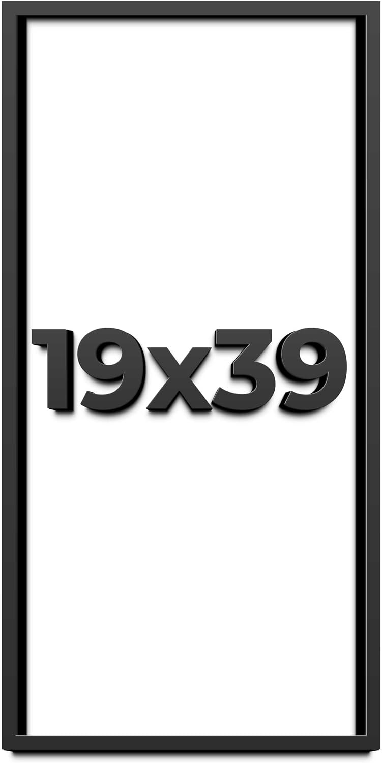 19x39 Shadow Box Frame Black | 1 Inch Deep Solid Wood Shadowbox Display Frame | UV Resistant Acrylic Plexiglass, Acid Free Backing, and Hanging Hardware | Dugan Picture Frame Style