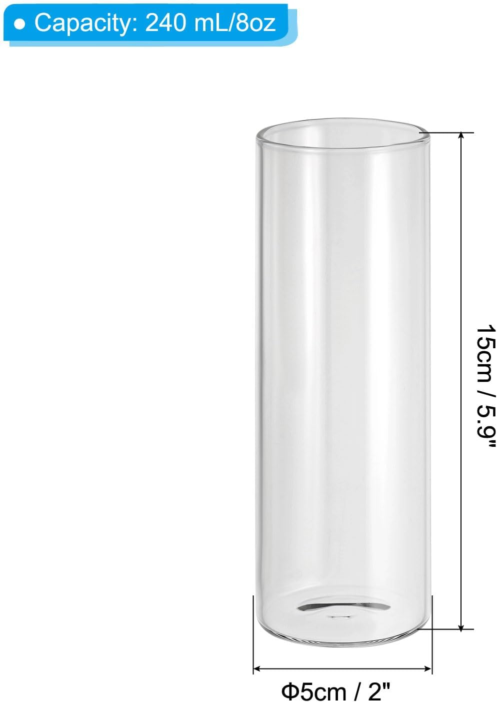 PATIKIL Clear Glass Cylinder Vase, 5.9" Tall and 2" Dia Tabletop Flowers Vase Floating Candle Holder Vase for Home Decor Wedding Centerpieces(8oz)