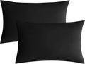 JELLYMONI Pillowcases Standard Set of 2 Cotton Envelope Pillow Covers Pure Black 20×26in Bed Pillow Cases 100% Washed Cotton Soft Breathable (Pillows are not Included)