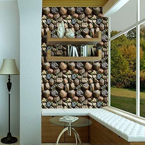 Yancorp 32.8ft Self-Adhesive Stone Brick Green Wallpaper Fireplace Kitchen Backsplash Peel and Stick Wall Paper Wallcovering (18"x394")