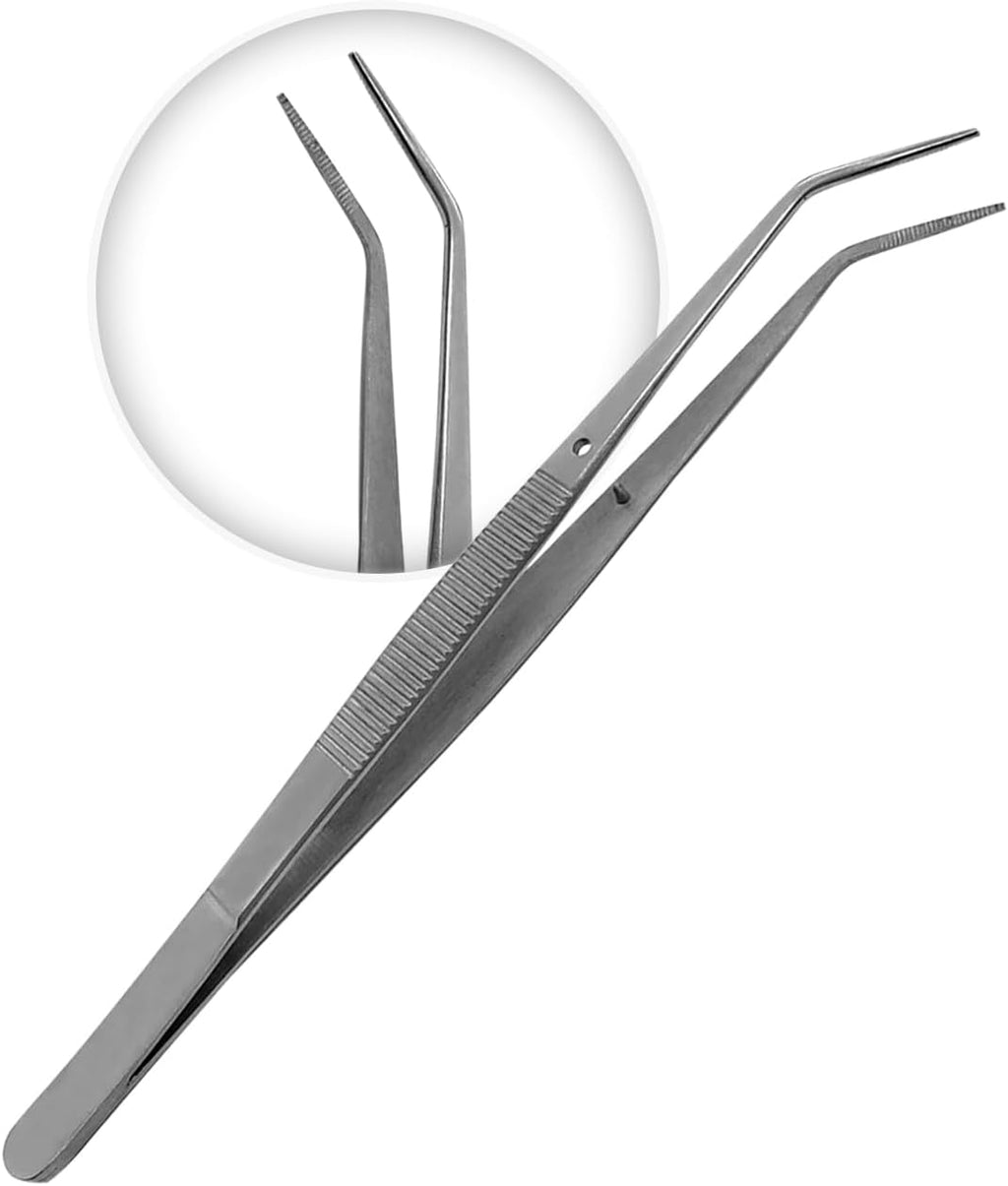 Fine Point - Micro Tweezers Forceps - Splinter Remover Pliers Stainless Steel Straight & Curved, Sets (6 pcs Set (3Str/3cud))
