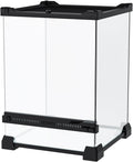 Reptile Terrarium 8"x8"x12" Mini, Front-Opening Glass Tank with Mesh Lid & Lock, 360° Glass Enclosure for Small Reptiles, Frogs, Tarantulas, Jumping Spiders & Geckos
