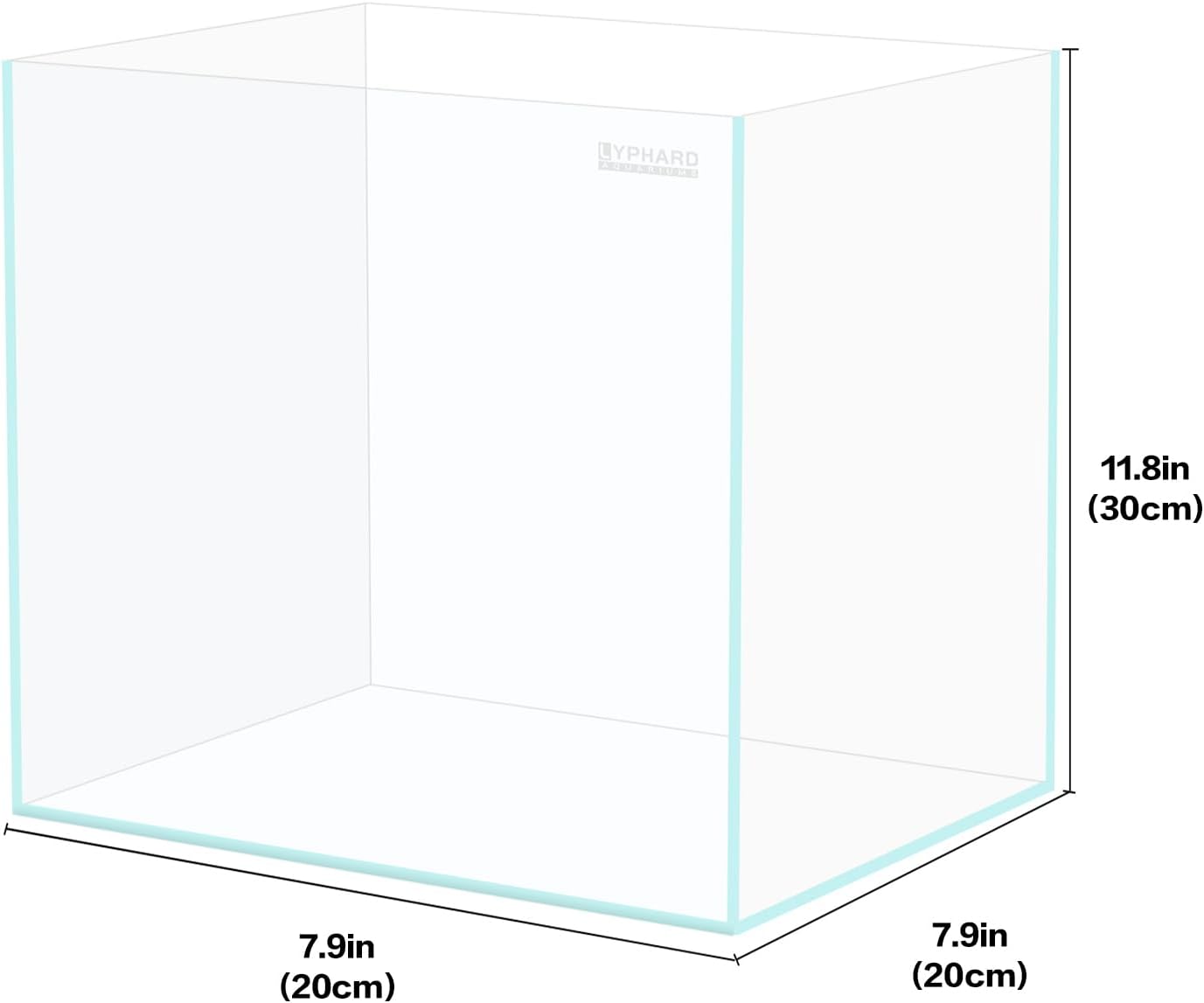 LYPHARD AQUARIUMS Tall Rimless Aquarium 3 Gallon, Ultra Clear Low Iron Nano Fish Tank for Betta, L7.9×W7.9×H11.8 Glass Thickness 5mm with EVA Foam Leveling Mat