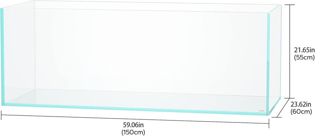 LANDEN 150P 118.4 Gallon Rimless Low Iron Aquarium Tank, W59.1×D23.6×H21.7 in(150x60x55cm); 15 mm Thickness with Nano Foam Leveling Mat Included
