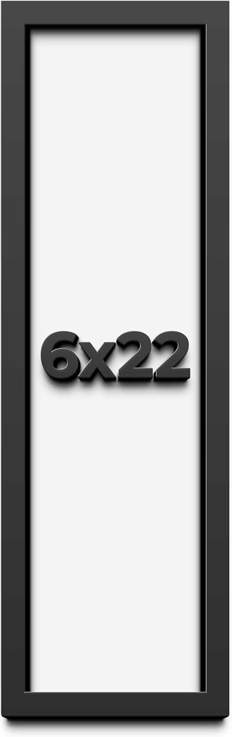6x22 Shadow Box Frame Black | 1 Inch Deep Solid Wood Shadowbox Display Frame | UV Resistant Acrylic Plexiglass, Acid Free Backing, and Hanging Hardware | Dugan Picture Frame Style
