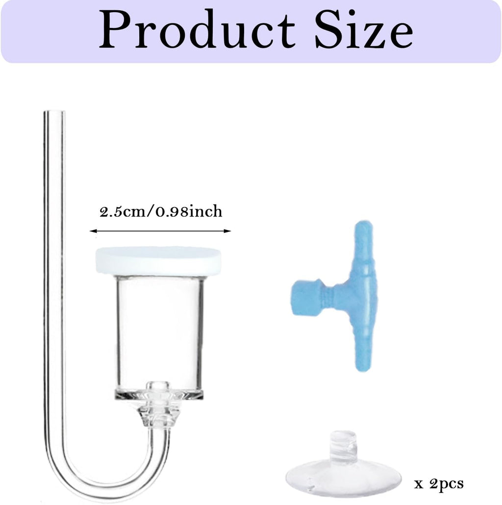 Aquarium Air Stone, Bubbler for Aquarium Fish Tank, High Dissolved Oxygen Diffuser Bubbler with 1 Check Valve, 2 Suction Cup for Aquarium (1 Inch)