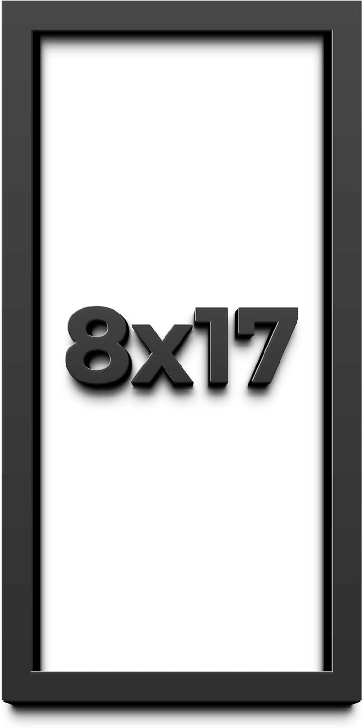 8x17 Shadow Box Frame Black | 1 Inch Deep Solid Wood Shadowbox Display Frame | UV Resistant Acrylic Plexiglass, Acid Free Backing, and Hanging Hardware | Dugan Picture Frame Style