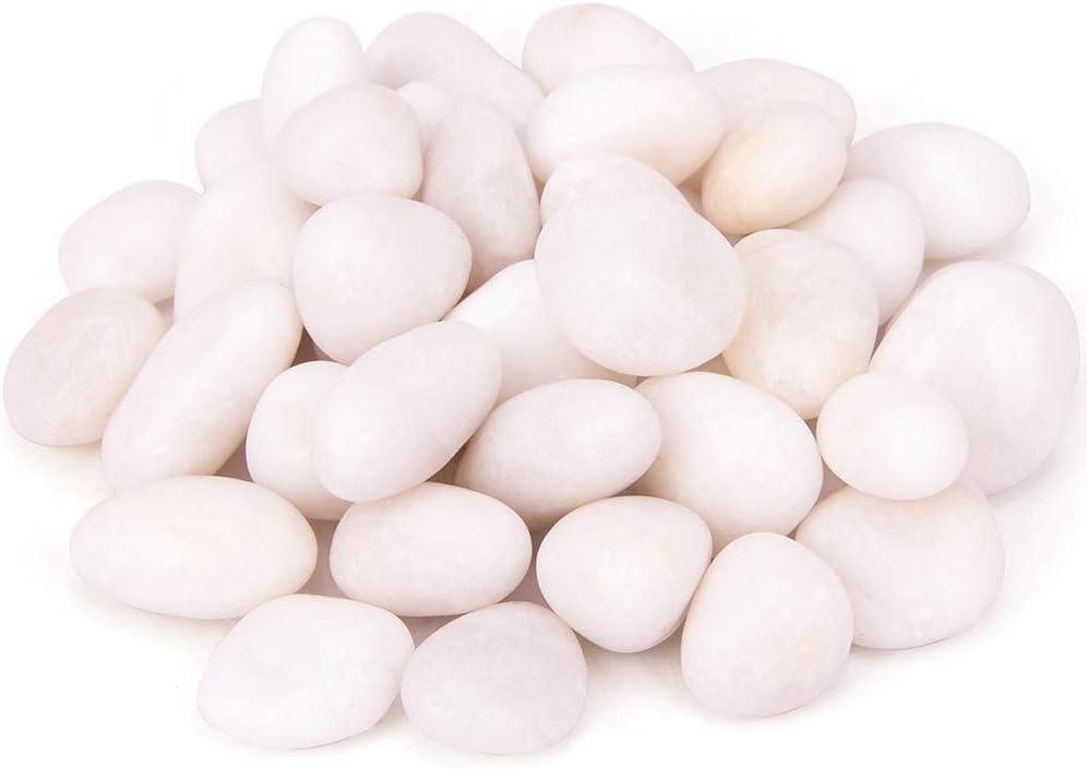 18 Pounds White Decorative Pebbles River Rock Aquarium Gravel,Garden Ornamental Pebbles, Natural Polished Decorative Gravel,White Decorative Stones,Decor Pebbles,Pebbles for Landscaping (White)