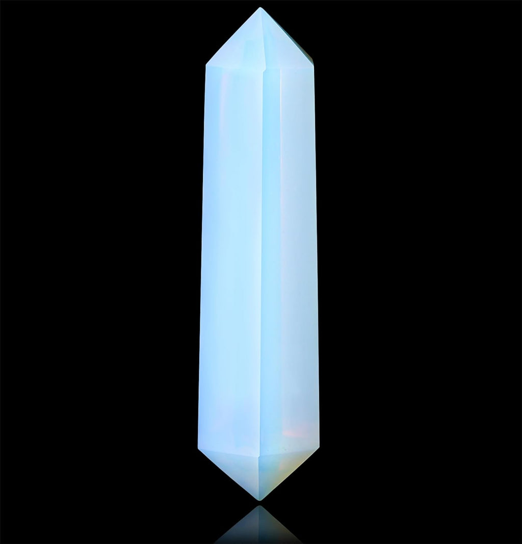 YATOJUZI 3.5" Opal Healing Crystals Wand Moonstone Crystals and Healing Stones Large Hexagonal Moonstone Crystal Points for Meditation Divination Reiki Energy Balancing 1PCS