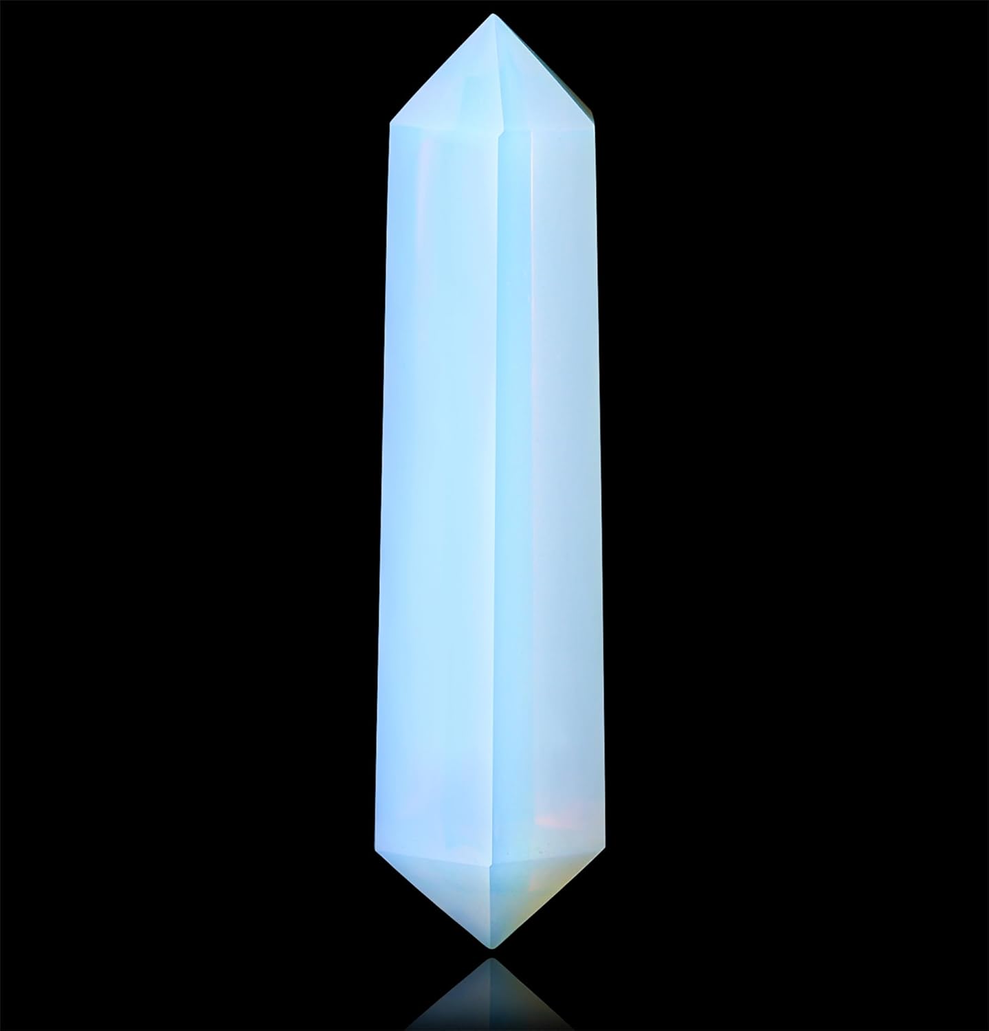 YATOJUZI 3.5" Opal Healing Crystals Wand Moonstone Crystals and Healing Stones Large Hexagonal Moonstone Crystal Points for Meditation Divination Reiki Energy Balancing 1PCS