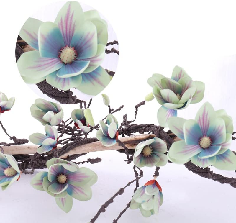 118 inch Artificial Magnolia Orchid Flowers Ivy Vines Garland Fake Tree Branches Trunk with Flores Wreath for Wedding Arch Wall Hanging Home Room Decoration (Blue)