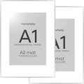 Homeforia A1 Poster Frame Silver, High End Metal A1 Large Picture Frame Silver with Mat A2 for Photo, 23.4x33.1 Frames Matted to 16.5x23.4 Print, 23.4 by 33.1 Frame, Tempered Glass, Wall Kit, Set of 2