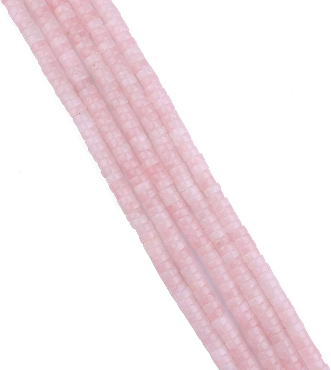 Natural Rose Quarts Crystal Spacer Beads Caps Loose Semi Gemstone for Beading Jewelry Making 6mmx3mm 38cm