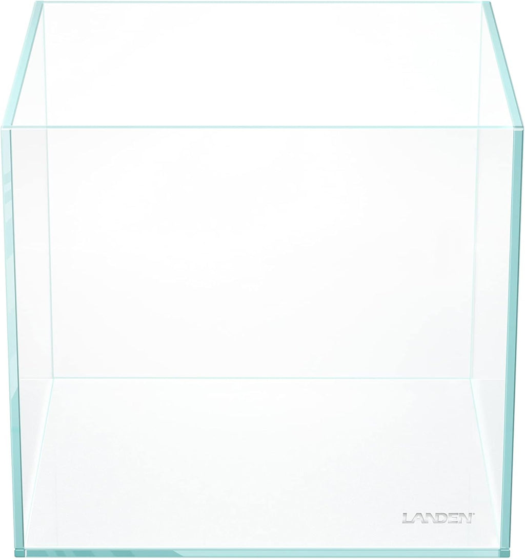 LANDEN 20C 2 Gallon Cube Rimless Low Iron Clear Aquarium Tank, All Glass Aquarium,Small Betta Fish Tank,W7.8×D7.8×H7.8 in(20x20x20cm) 5mm Thickness with Nano Foam Leveling Mat