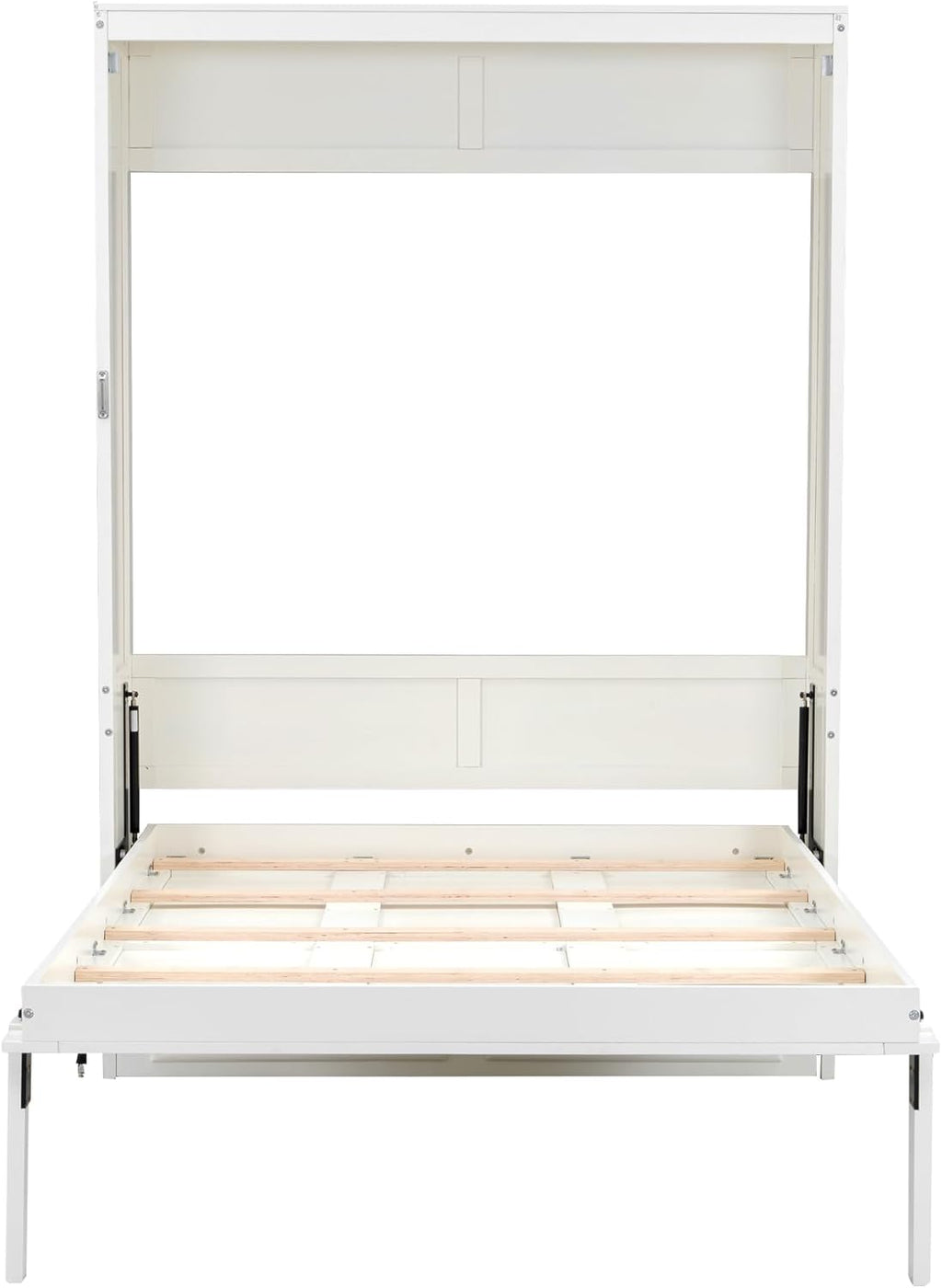Merax Modern Full Size Murphy Bed with 2 Drawers, Space Saving Wall Bed Foldable into Wardrobe, Solid Pine Wood Frame, No Box Spring Needed, Beige