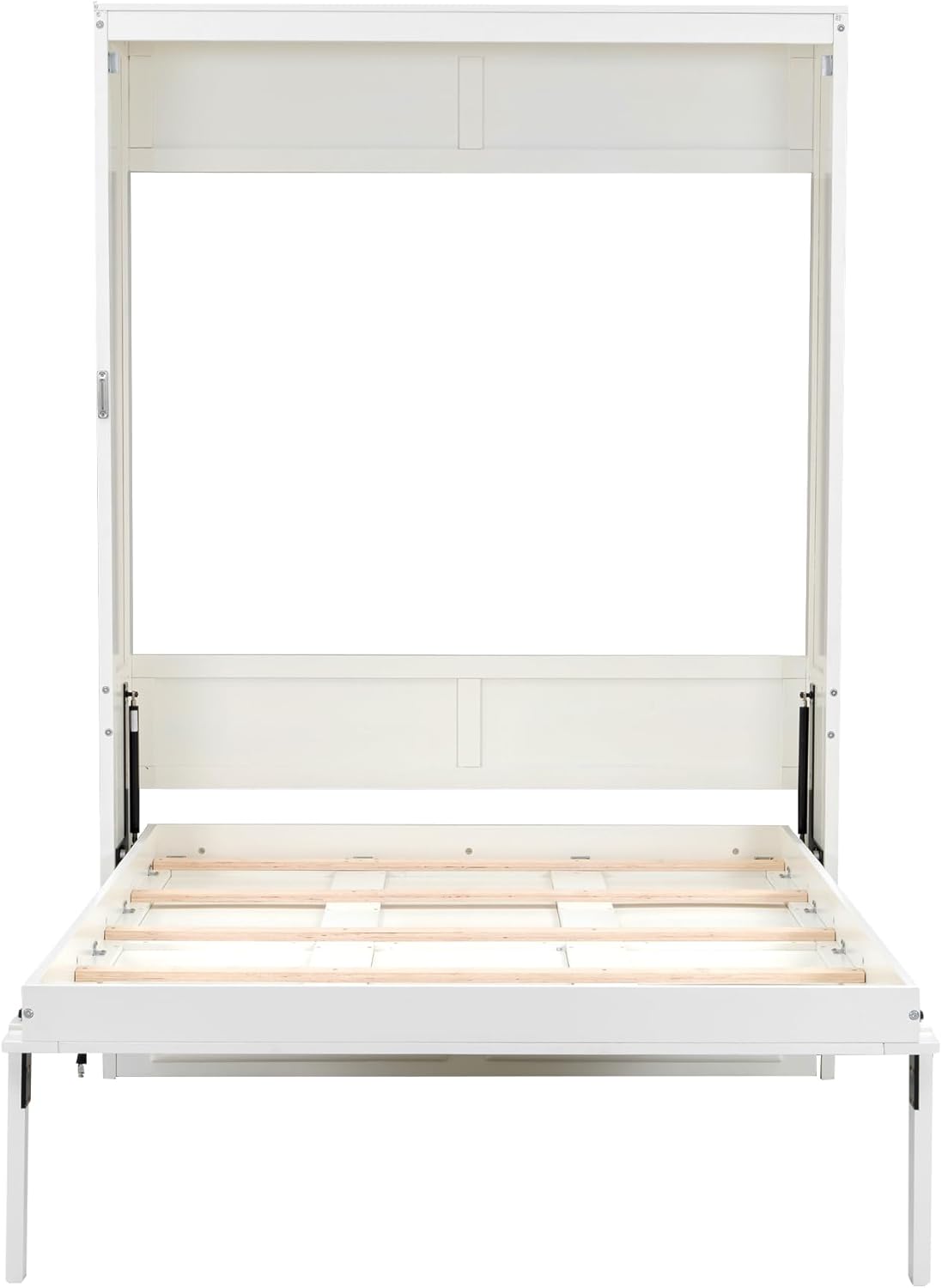 Merax Modern Full Size Murphy Bed with 2 Drawers, Space Saving Wall Bed Foldable into Wardrobe, Solid Pine Wood Frame, No Box Spring Needed, Beige