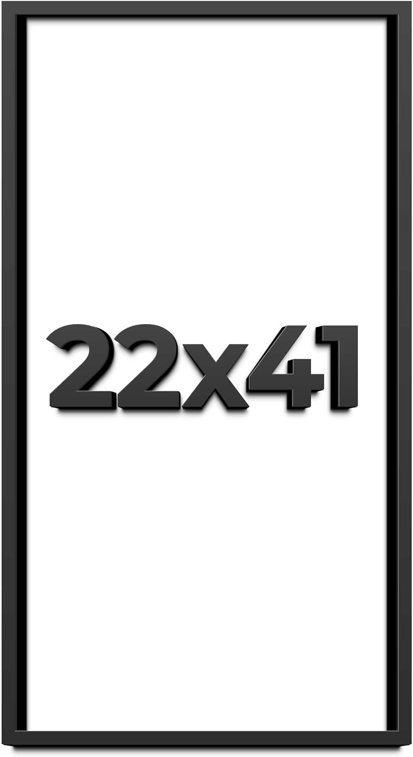 22x41 Shadow Box Frame Black | 1 Inch Deep Solid Wood Shadowbox Display Frame | UV Resistant Acrylic Plexiglass, Acid Free Backing, and Hanging Hardware | Dugan Picture Frame Style