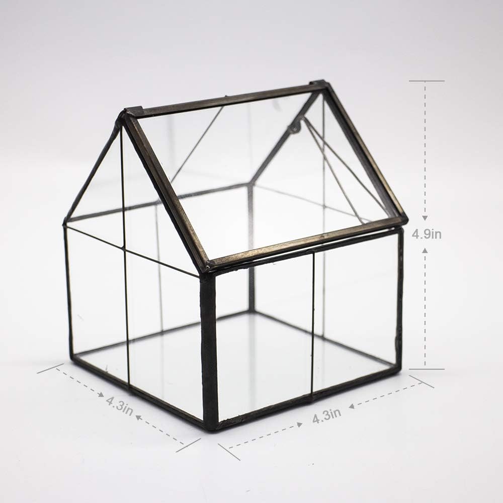 Ferrisland Glass Plant Terrarium Container Wardian Case Indoor Small Succulent Terrarium Planter w/Door for Tabletop Decor DIY - 4.9"x4.3"x4.3"