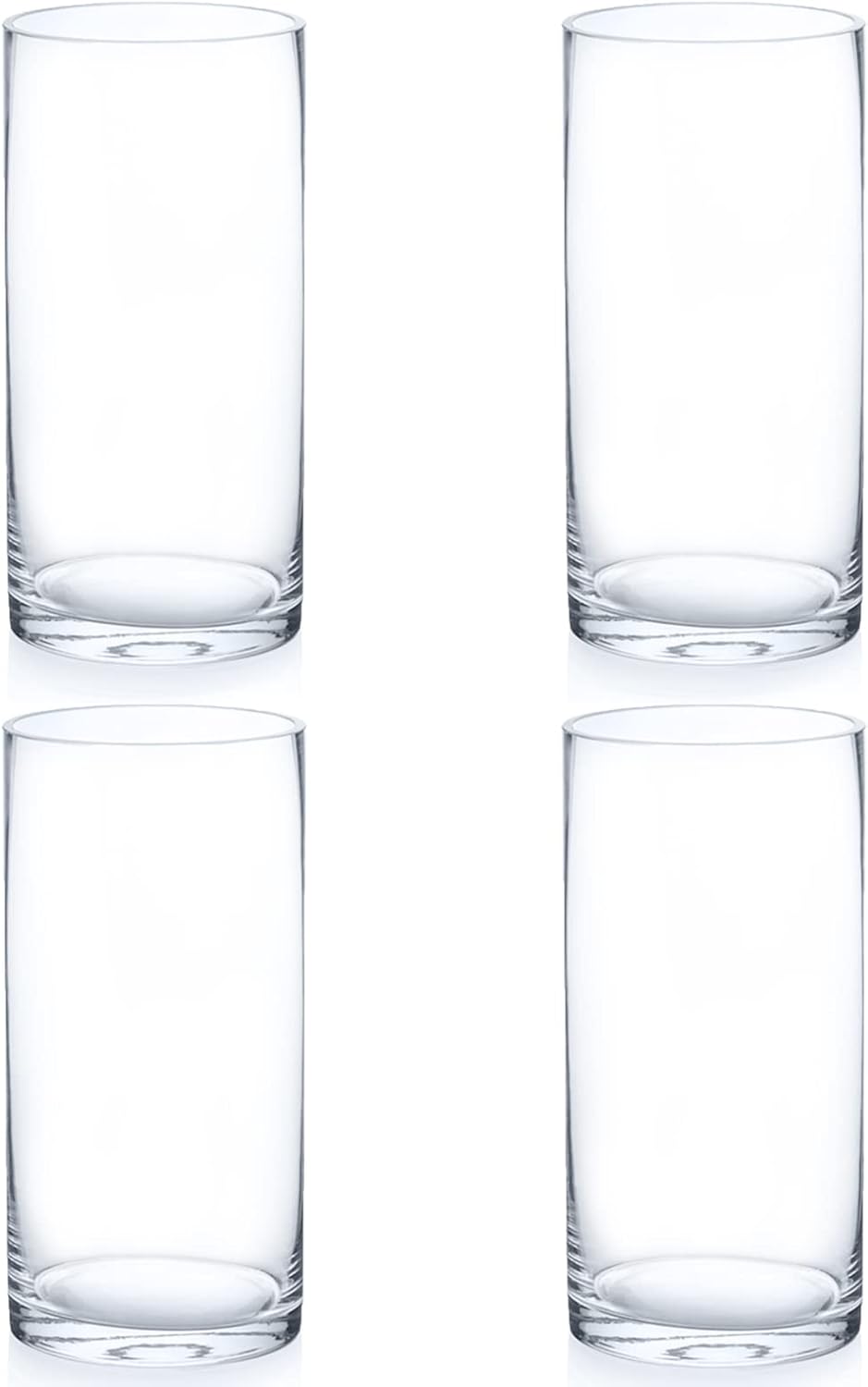 Enova Floral Clear Glass Flower Vase, 6W x 12H Inches Cylinder Vase, Pillar Candle Floating Candle Holders, Tall Cylinder Glass Vase for Flowers, Round Glass Vase for Home Decor, Wedding (Pack 4)