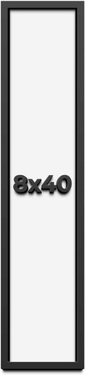 8x40 Shadow Box Frame Black | 1 Inch Deep Solid Wood Shadowbox Display Frame | UV Resistant Acrylic Plexiglass, Acid Free Backing, and Hanging Hardware | Dugan Picture Frame Style