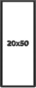 Dugan 20x50 Shadow Box Frame - Black, 1 Inch Deep Solid Wood, UV Resistant Acrylic Plexiglass, Acid Free Backing, Hanging Hardware