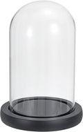 PATIKIL 5.9"x3.5" Clear Cloche Glass Dome, Glass Bell Jar Display Case Tabletop Centerpiece with Black Wooden Base for Christmas Home Decor